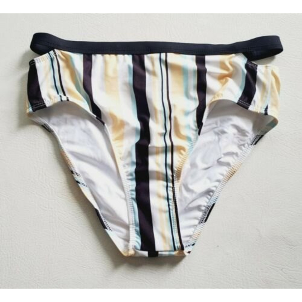 Ella Moss Bikini Bottom Tenacious Stripe High Waist Briefs Multicolor NEW Medium